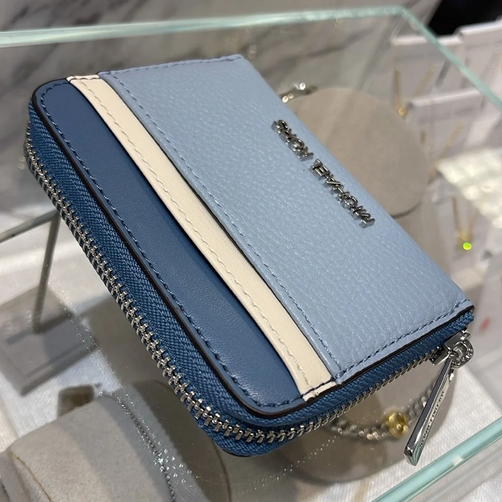 Michael Kors Jet Set Travel Medium Zip Around Color-Block Wallet Pale Blue Mul